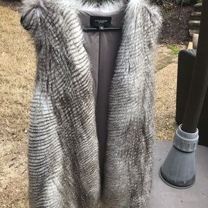 Long Gray faux Chinchilla vest